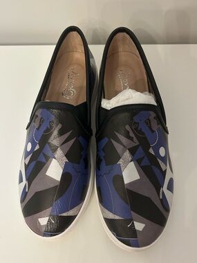 Icon Shoes Picasso Art Cubist Print Leather Slip-On Sneakers Size 6 NWT